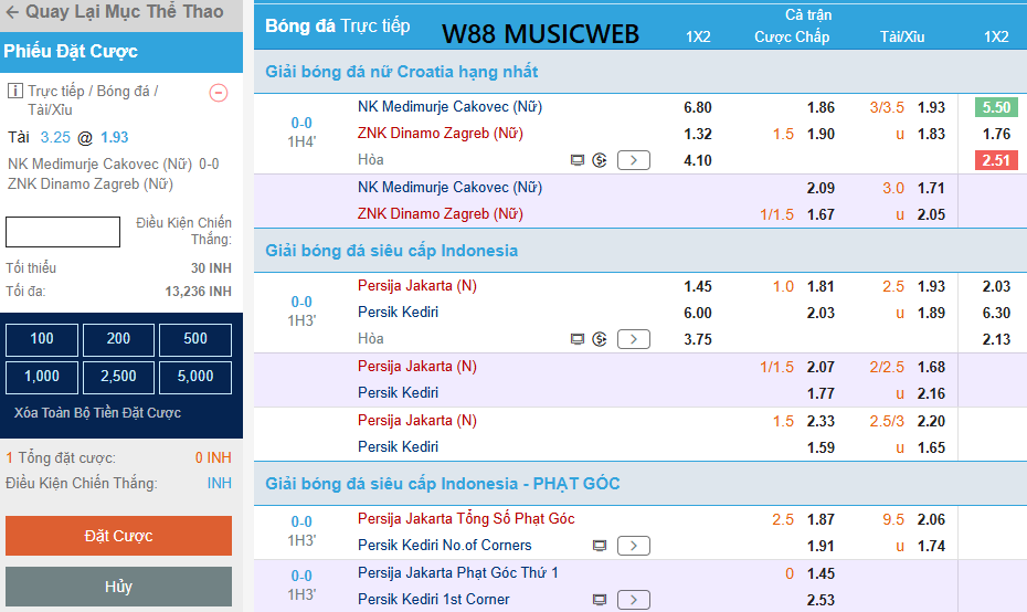 Đặt cược kèo tài xỉu 2 trái